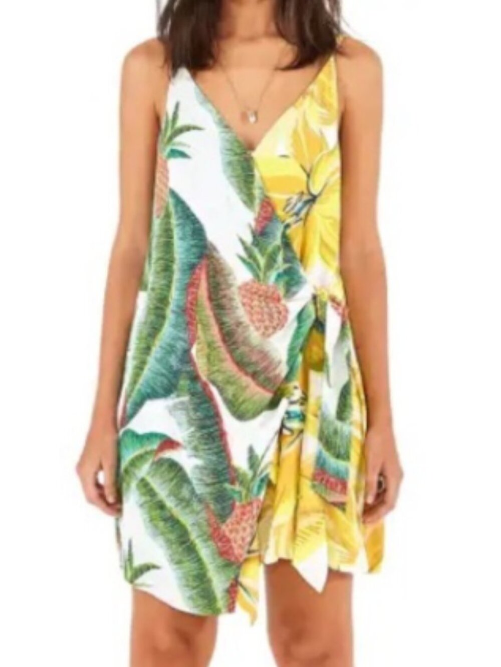 ✨NWT FARM Rio "Azalea Forest" Tropical Split Print Mini Wrap Dress Size L✨